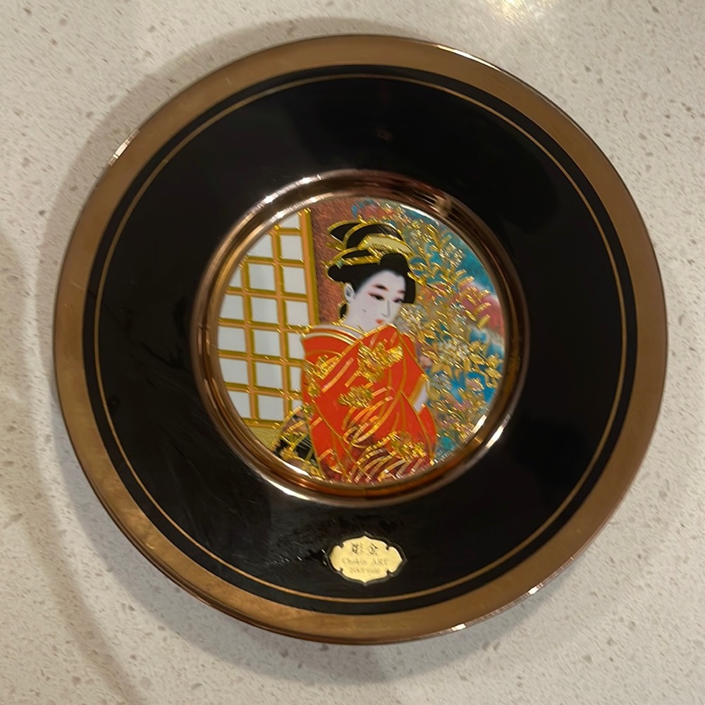 Chokin Japanese plate vintage expressive design